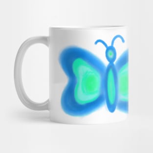 blue green watercolor abstract butterfly design Mug